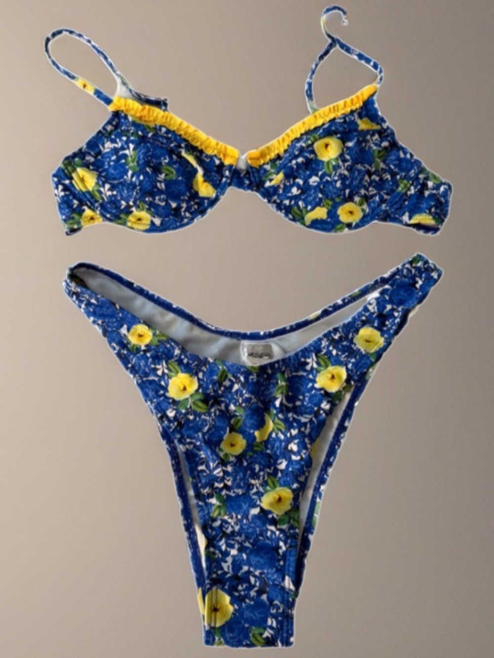 Boutique Blue Floral Underwire Bikini Set Size Medium